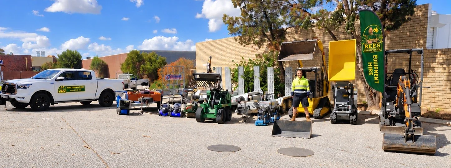 The Rees Equipment Hire fleet and owner at the Balcatta yard